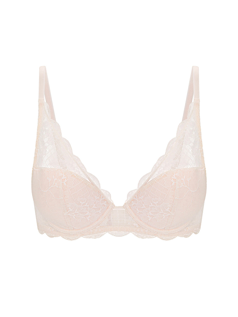 Soutien-gorge push-up décolleté plongeant - Rose sakura