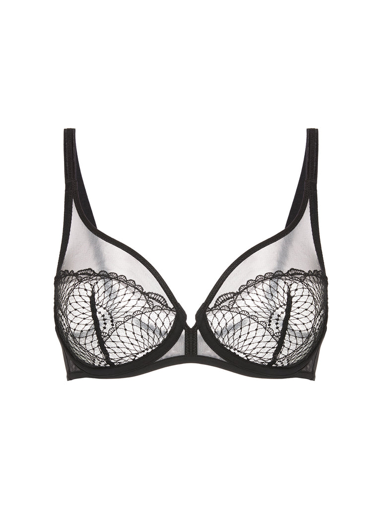 Soutien-gorge triangle emboitant décolleté plongeant - Noir