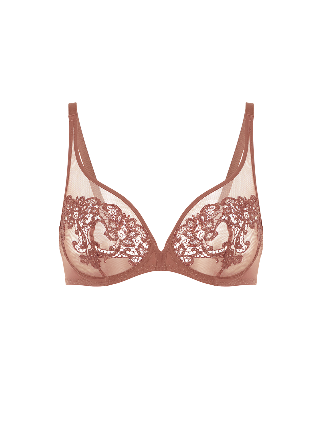 Soutien-gorge avec armature décolleté plongeant - Brun Tender