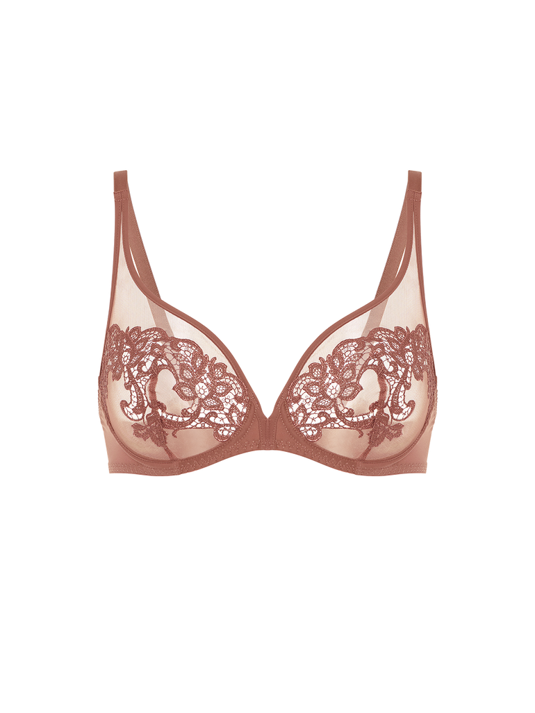 Soutien-gorge avec armature décolleté plongeant - Brun Tender