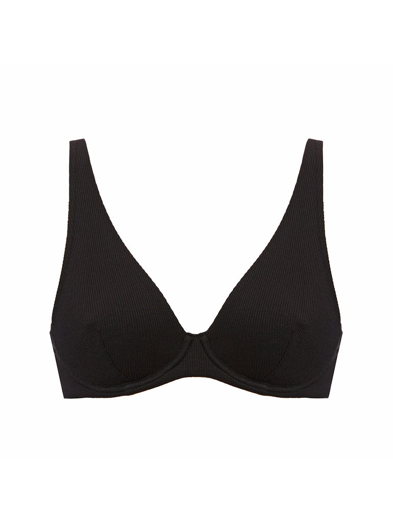 Soutien-gorge avec armatures décolleté plongeant - Noir