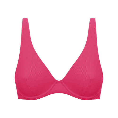 Soutien-gorge triangle emboitant décolleté plongeant - Fuschia