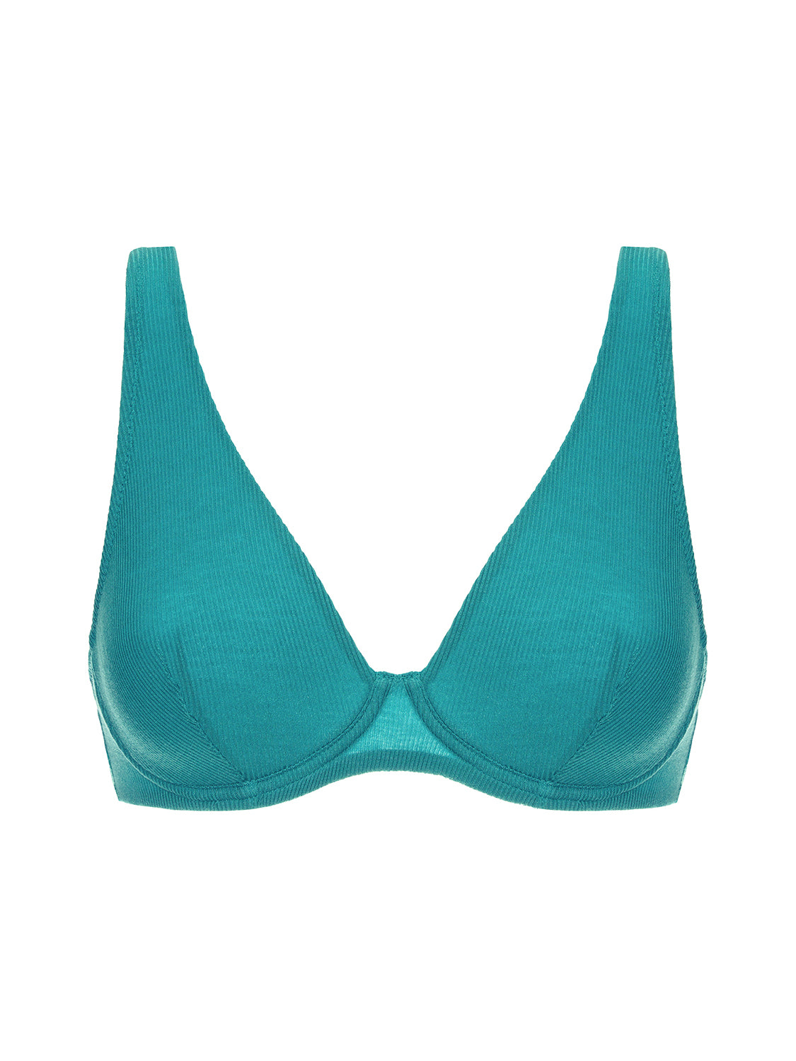 Soutien-gorge avec armatures décolleté plongeant - Bleu Saline