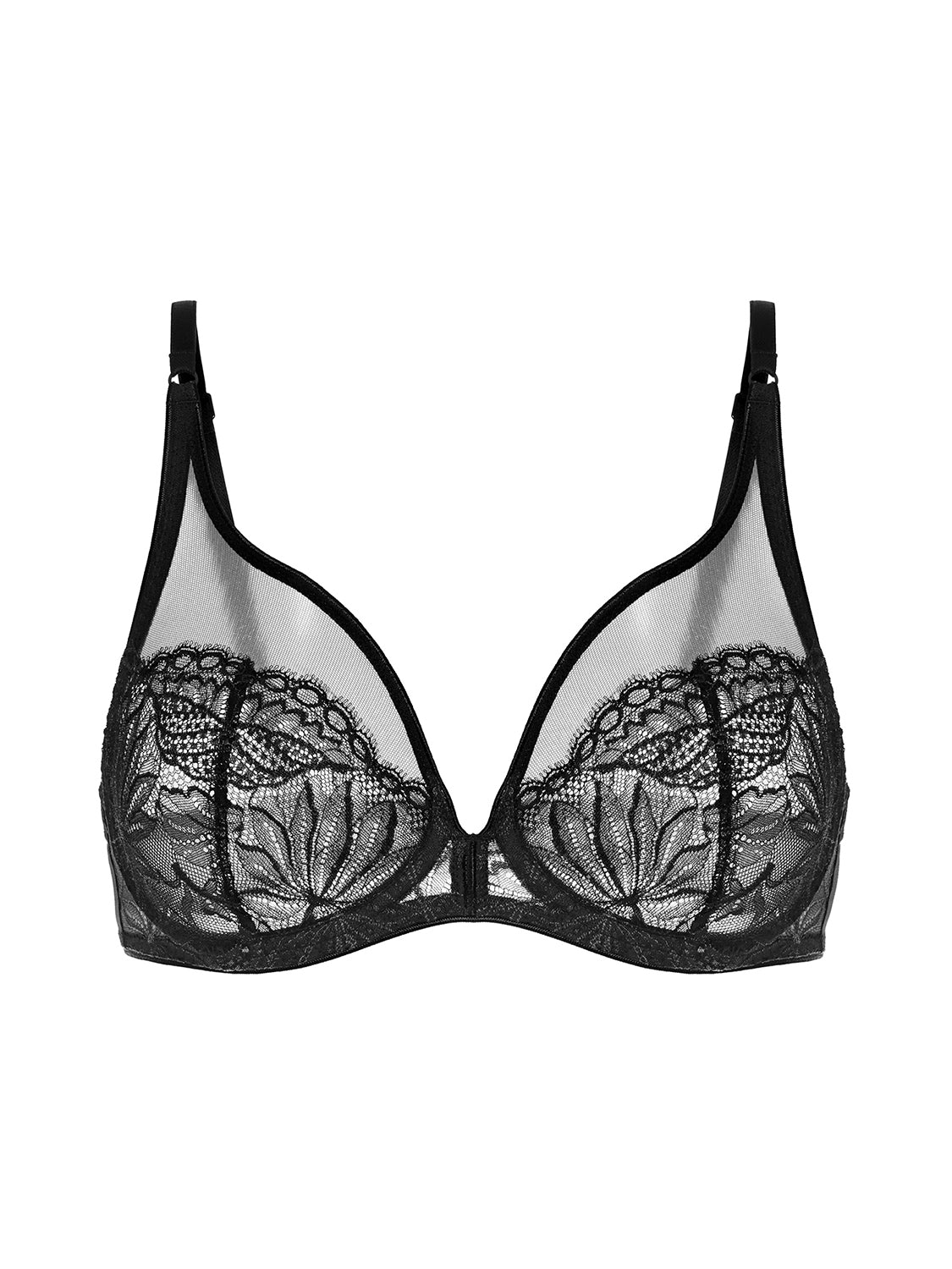 Soutien-gorge triangle emboitant décolleté plongeant - Noir