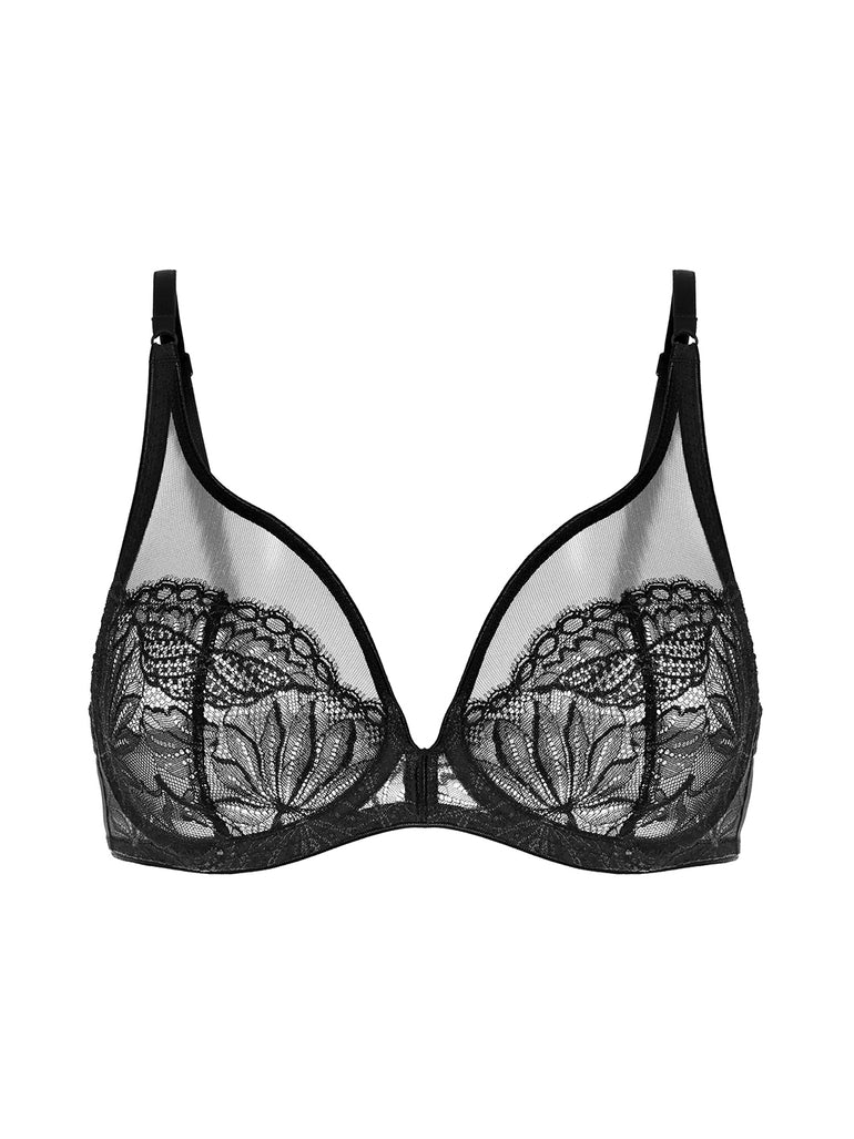 Soutien-gorge triangle emboitant décolleté plongeant - Noir