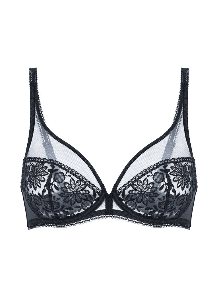 Soutien-gorge avec armatures décolleté plongeant - Noir