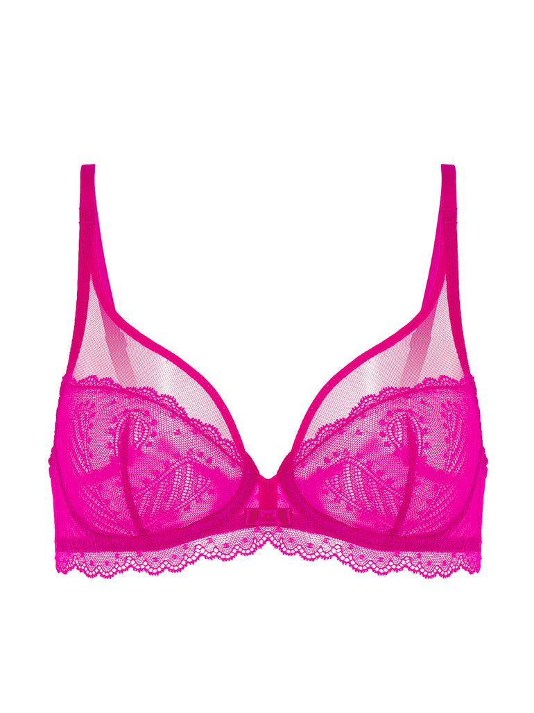 Soutien-gorge avec armature décolleté plongeant - Rose Hibiscus
