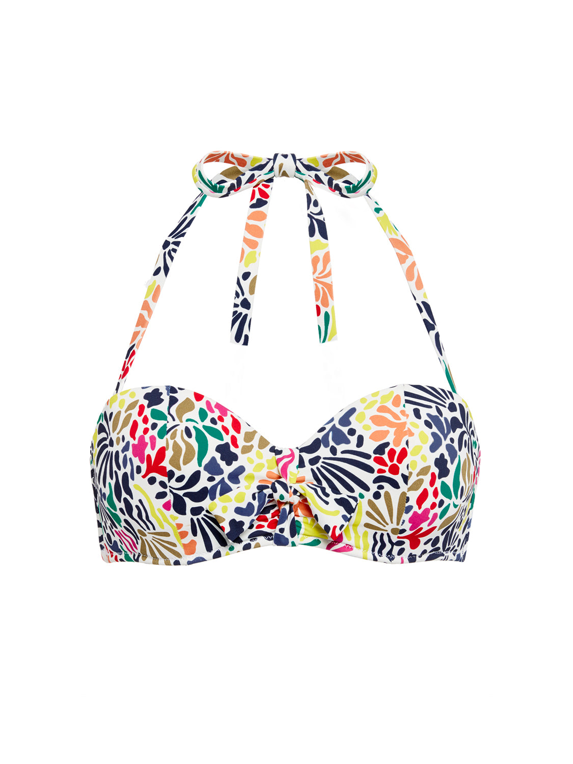 Haut de maillot de bain bandeau à coque - Imprimé tropico blanc