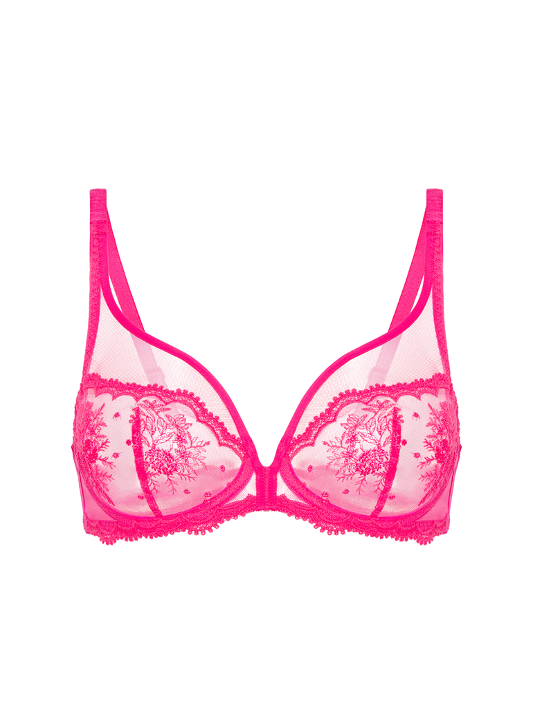 Soutien-gorge avec armature décolleté plongeant - Rose disco