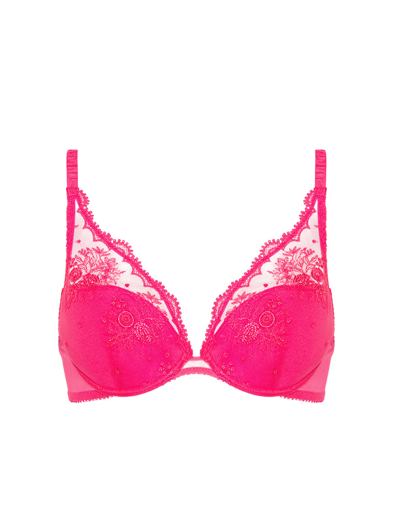 Soutien-gorge push-up décolleté plongeant - Rose disco