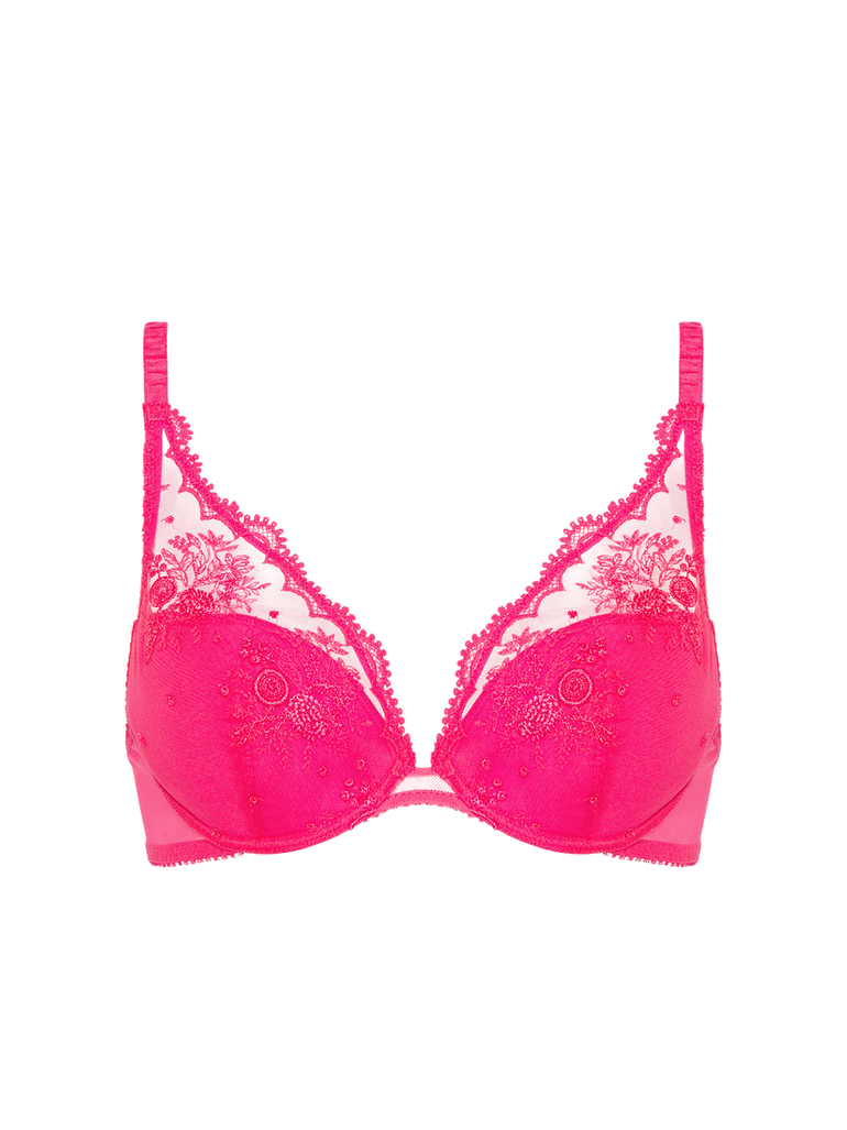 Soutien-gorge push-up décolleté plongeant - Rose disco