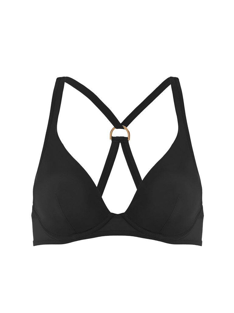 Haut de maillot de bain triangle avec armatures - Noir