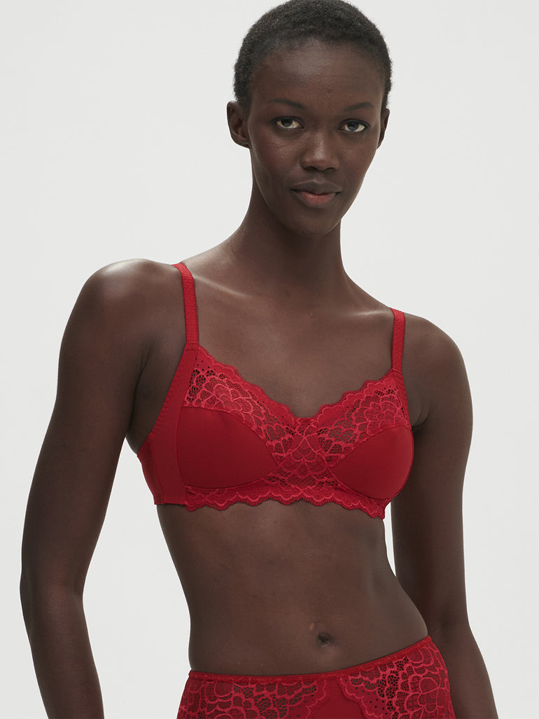 Soutien-gorge sans-armatures structuré - Rouge Tango