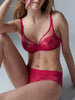 Soutien-gorge triangle emboitant décolleté plongeant - Rubis/rose