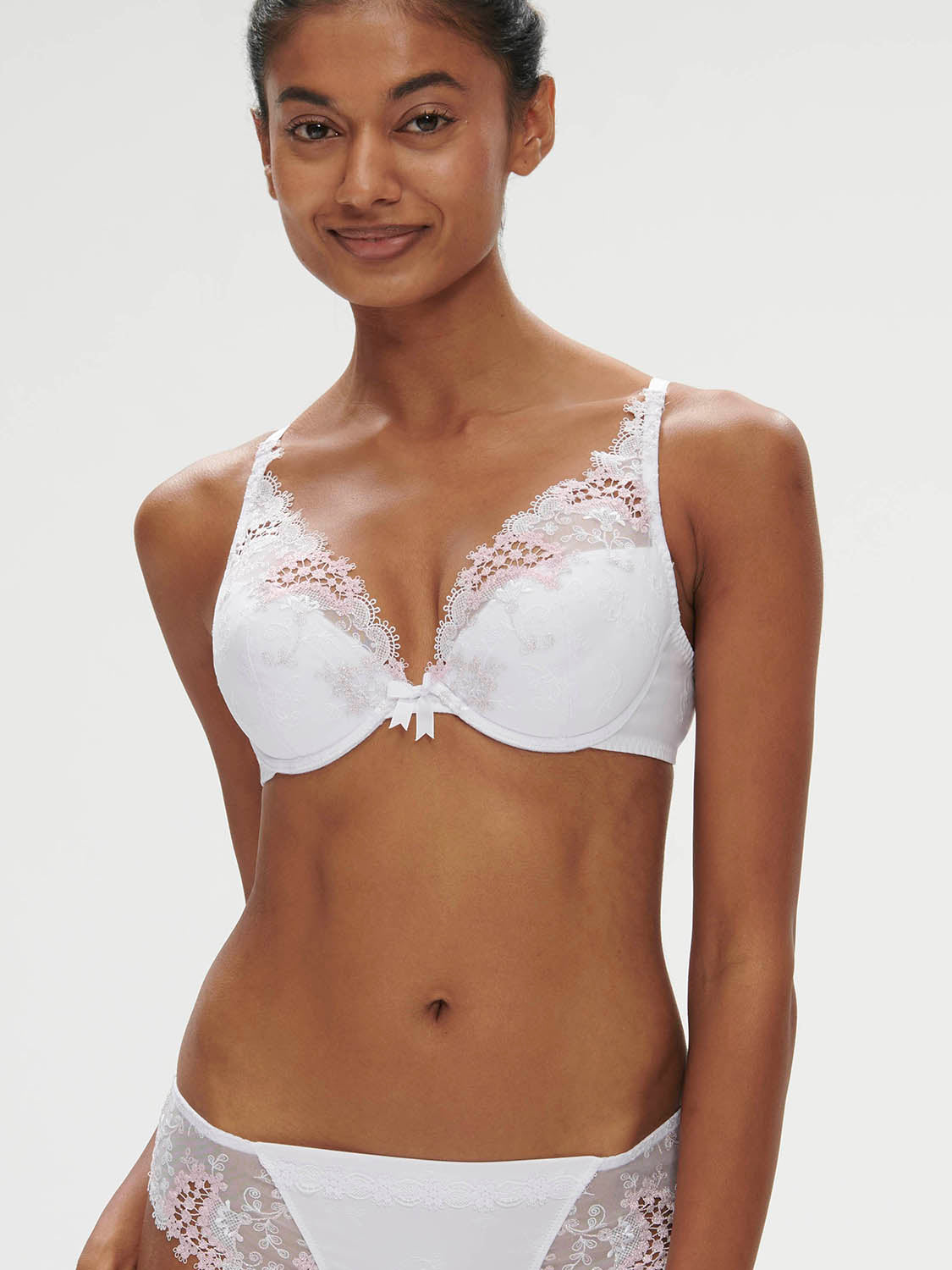 Soutien-gorge push-up décolleté plongeant - Blanc Cristal