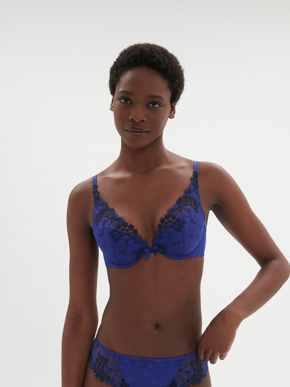 Soutien-gorge push-up décolleté plongeant - Bleu électrique