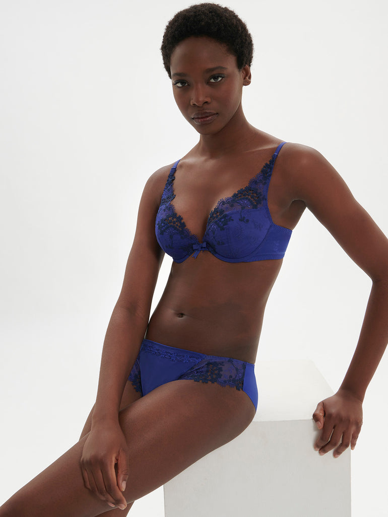 Soutien-gorge push-up décolleté plongeant - Bleu électrique