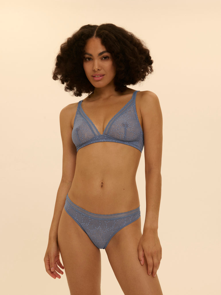 Soutien-gorge sans-armatures structuré - Bleu Chambray
