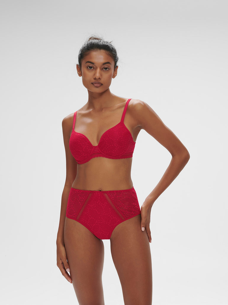 Soutien-gorge spacer décolleté plongeant - Rubis/rose