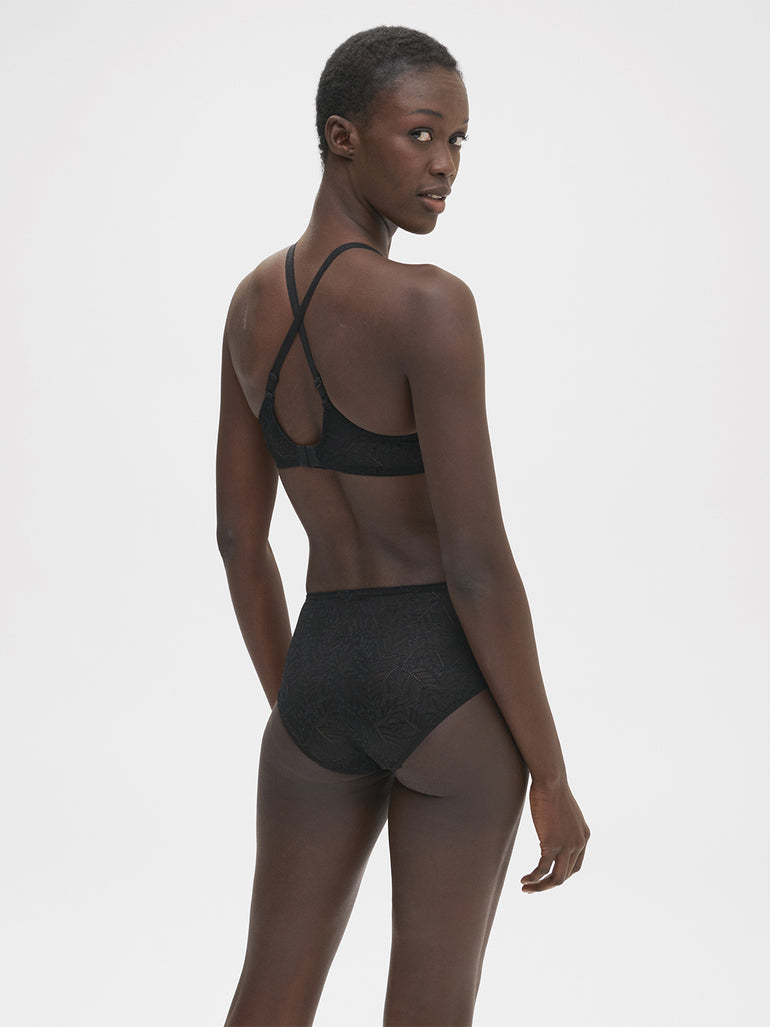 Soutien-gorge avec armatures moulé décolleté plongeant - Noir