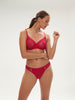 Soutien-gorge avec armatures moulé décolleté plongeant - Rubis/rose