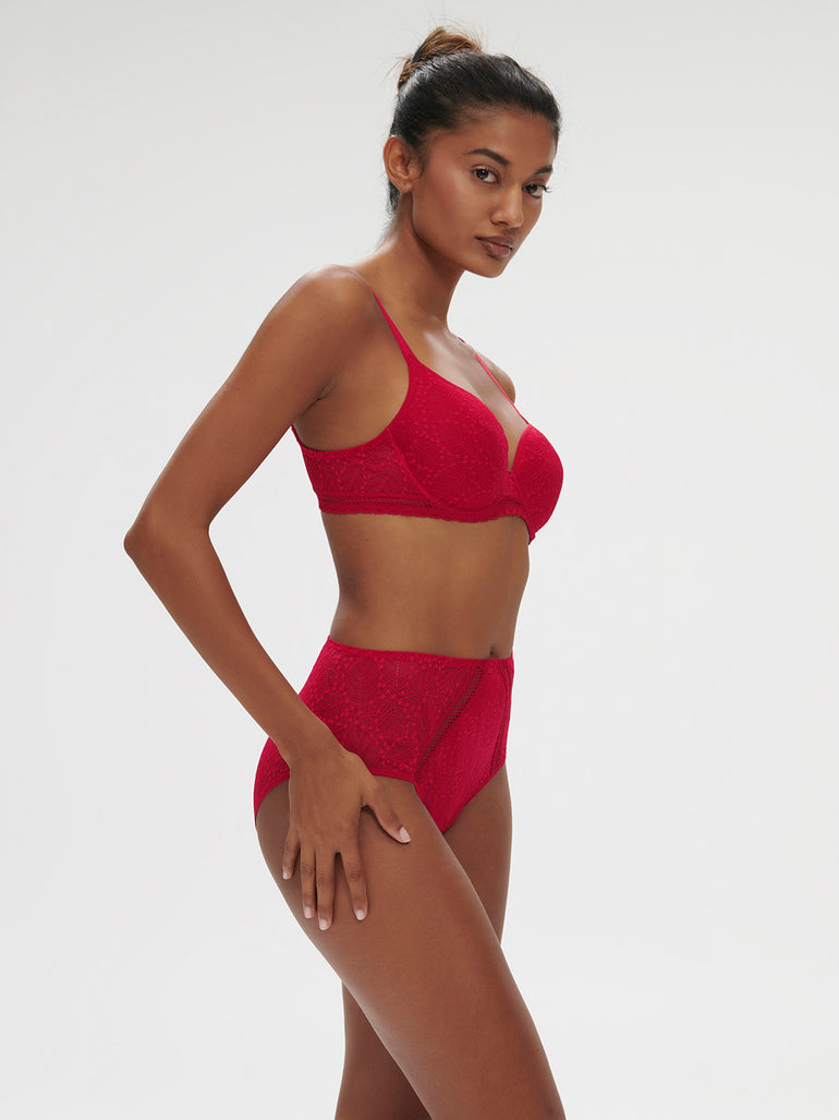 Culotte taille haute - Rubis/rose