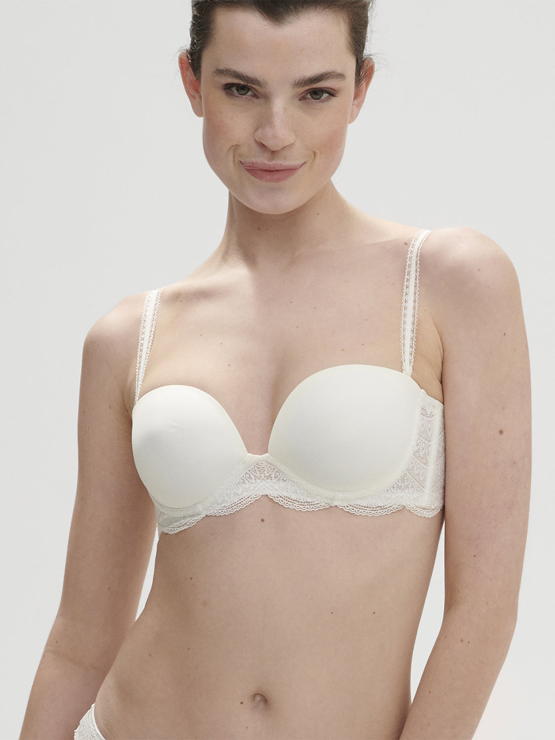 Soutien-gorge sans-bretelles décolleté plongeant - Naturel