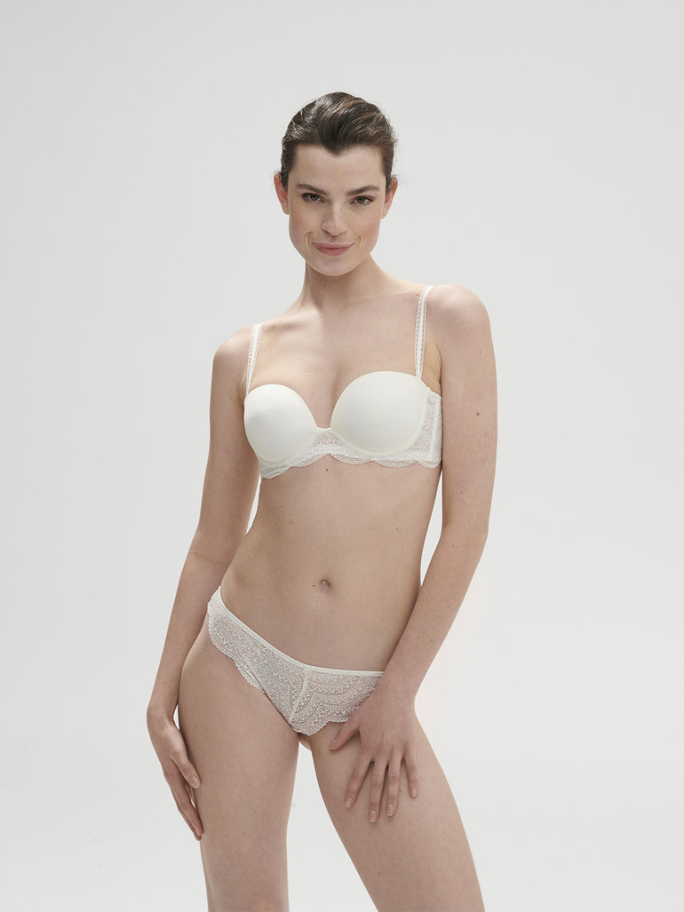 Soutien-gorge sans-bretelles décolleté plongeant - Naturel