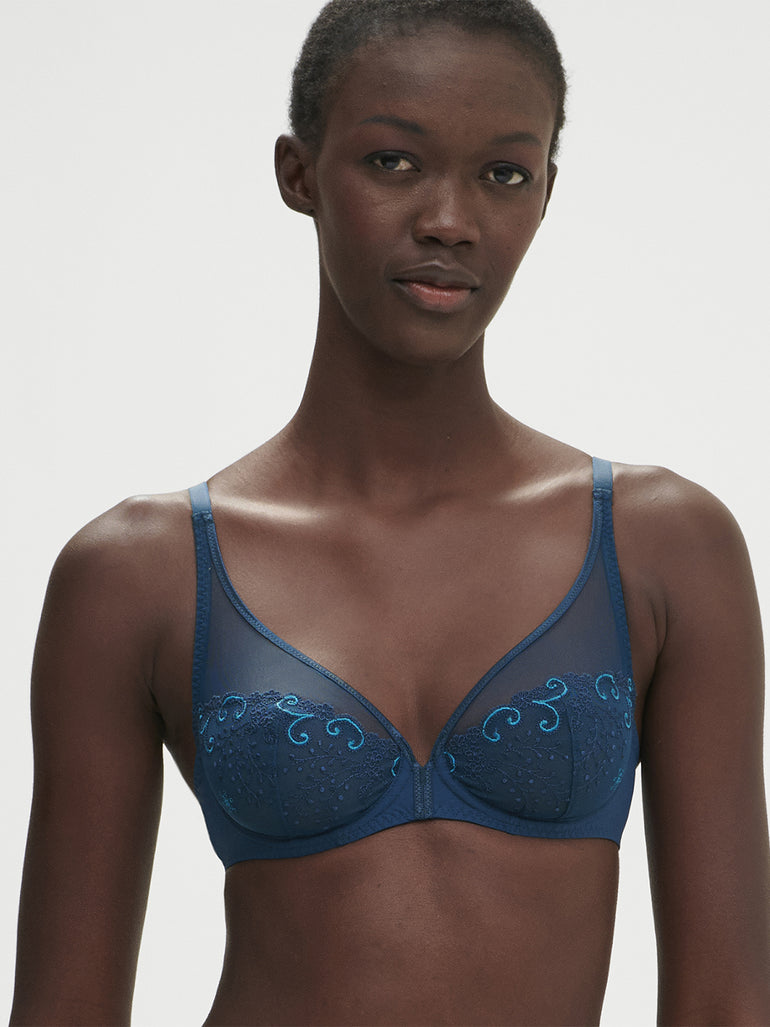 Soutien-gorge avec armatures décolleté plongeant - Bleu Prestige