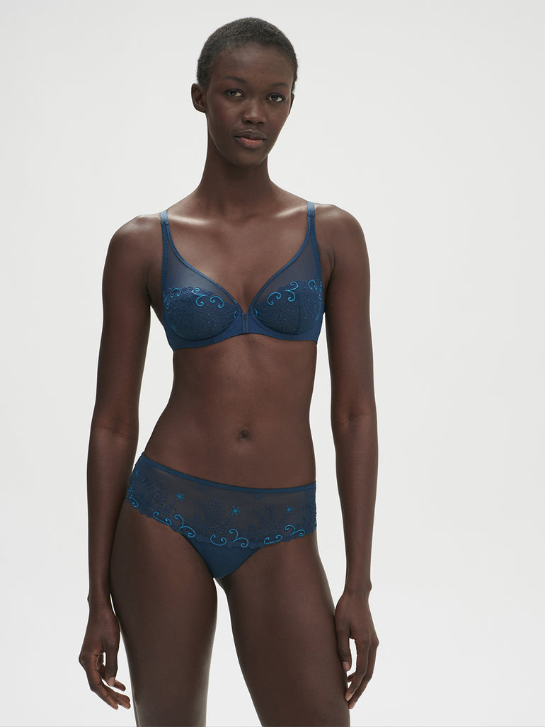 Soutien-gorge avec armatures décolleté plongeant - Bleu Prestige