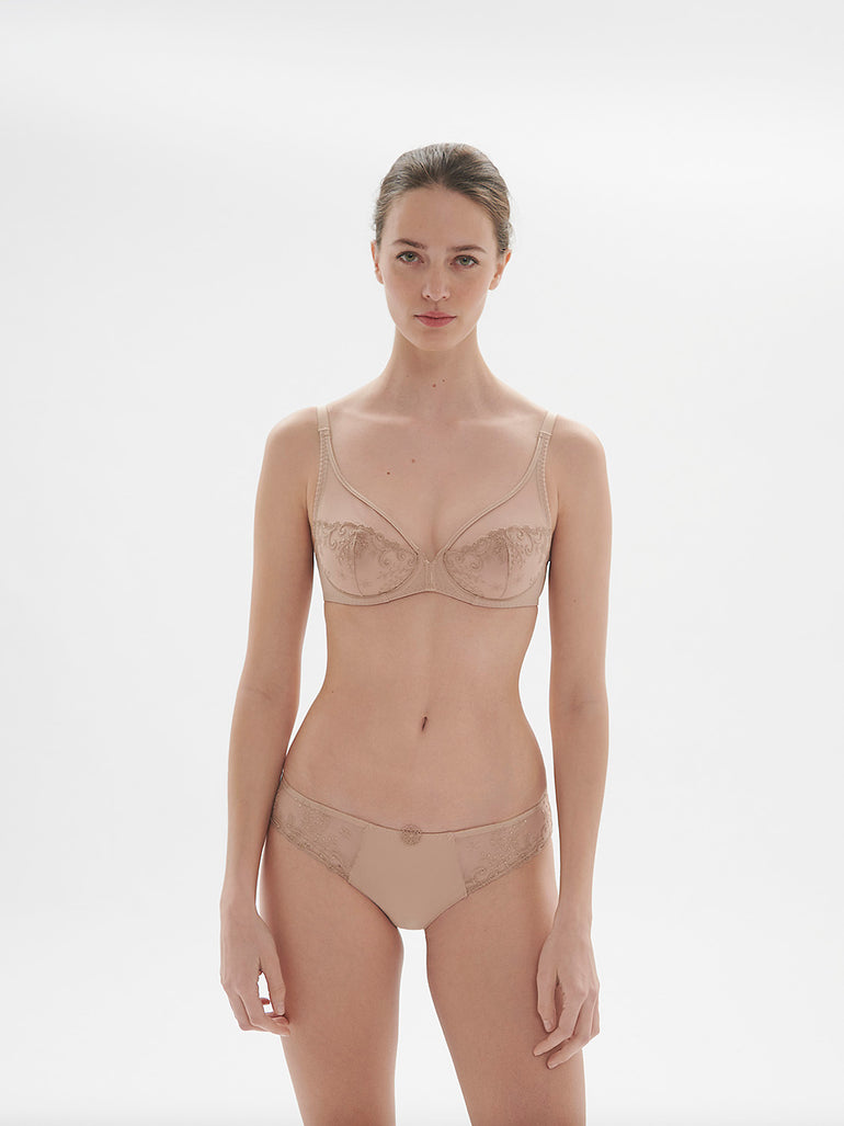 Soutien-gorge avec armatures décolleté plongeant - Peau