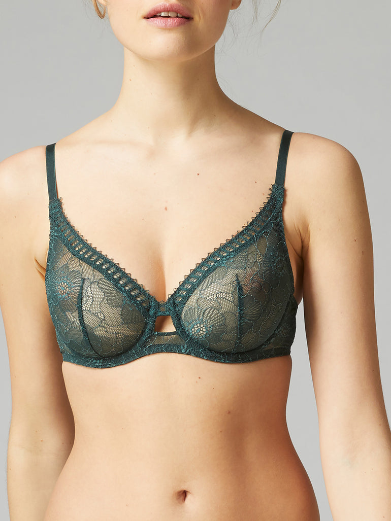 Soutien-gorge triangle emboitant décolleté plongeant - Vert agate