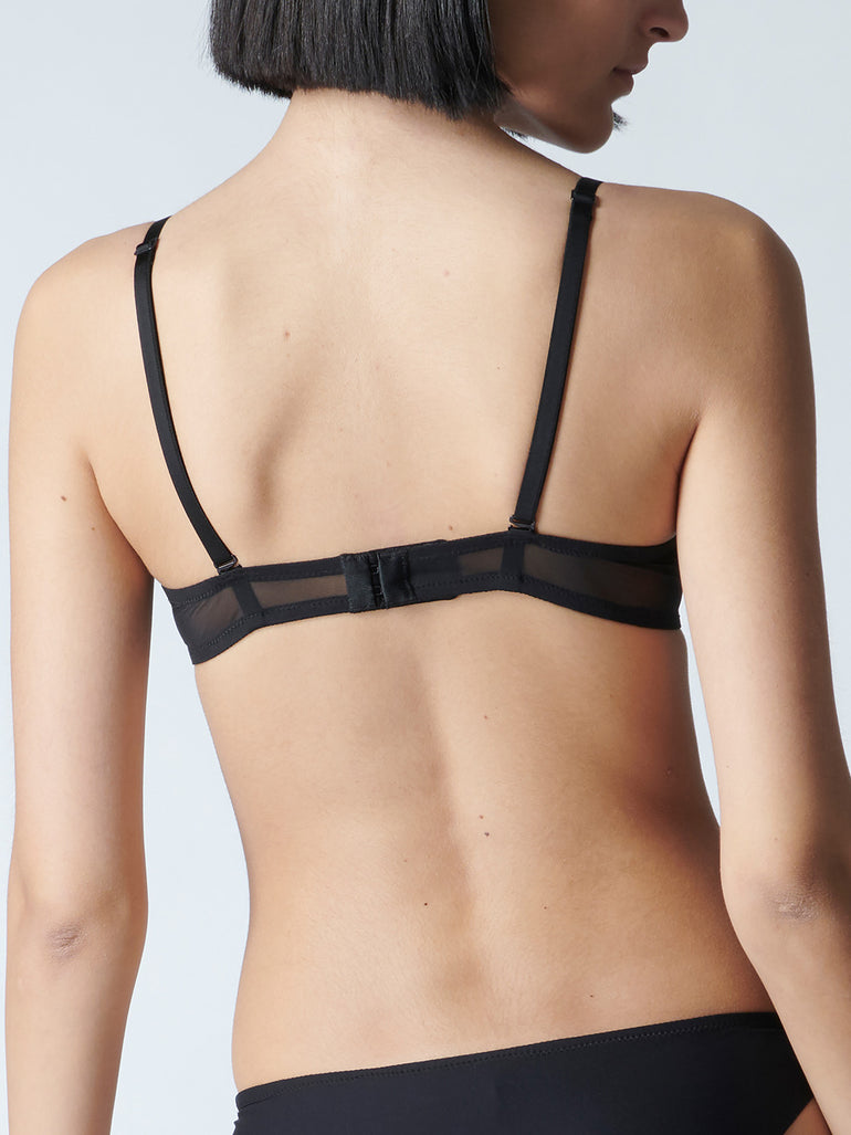 Soutien-gorge triangle emboitant décolleté plongeant - Noir