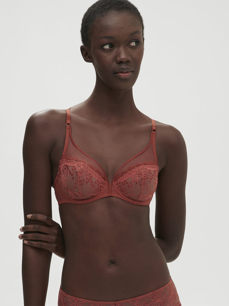 Soutien-gorge avec armatures décolleté plongeant - Terre de Sienne