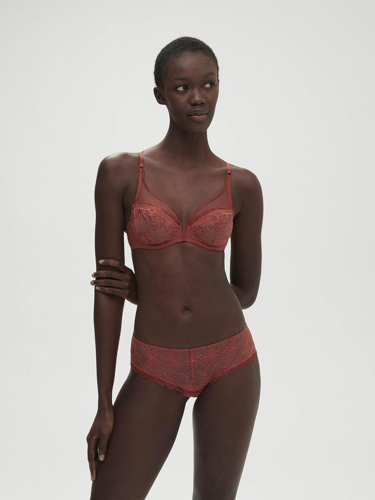 Soutien-gorge avec armatures décolleté plongeant - Terre de Sienne