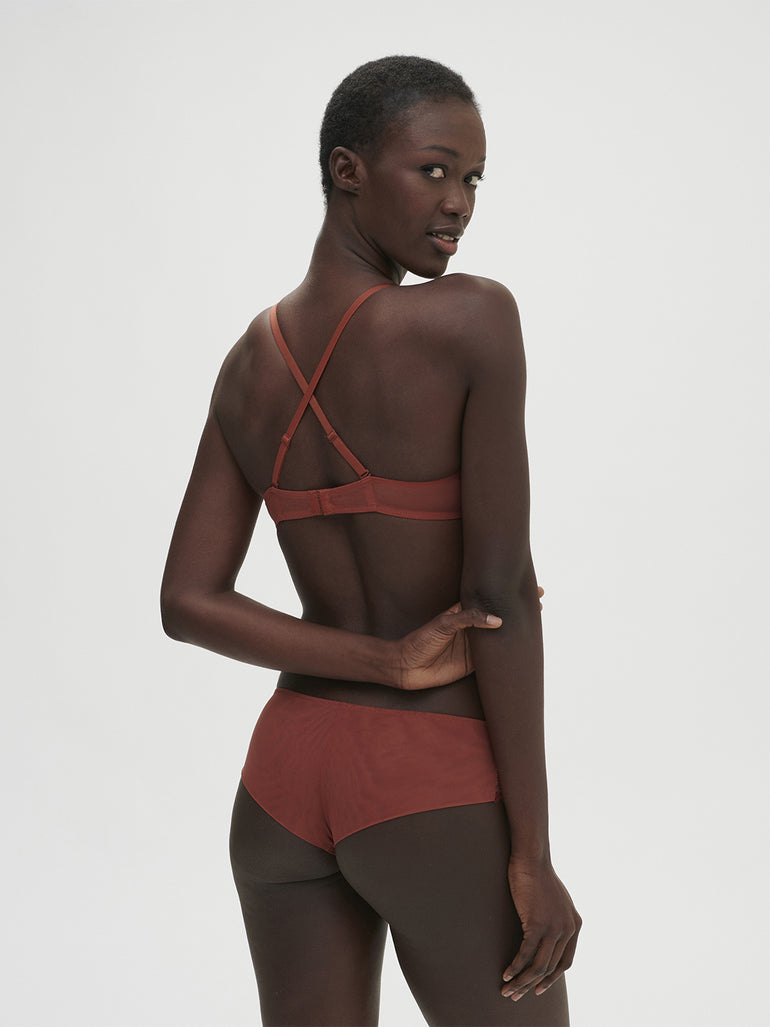 Soutien-gorge avec armatures décolleté plongeant - Terre de Sienne