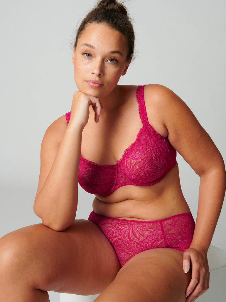 Soutien-gorge avec armature decollete carre - Framboise