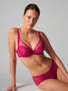 Soutien-gorge triangle emboitant décolleté plongeant - Framboise