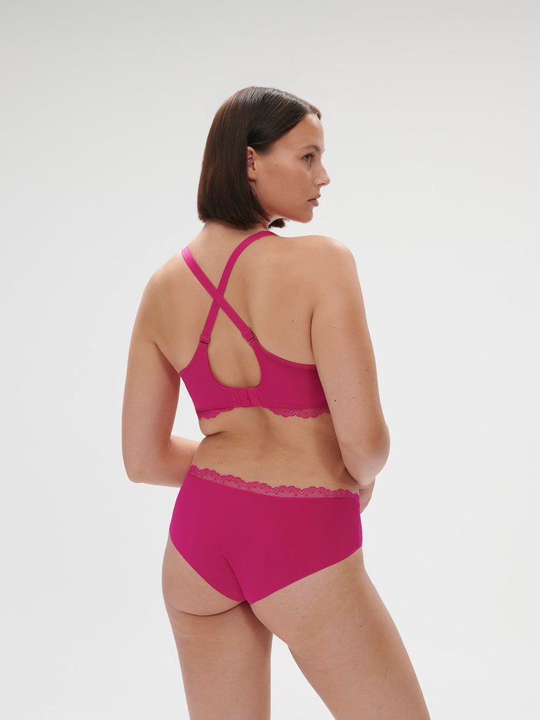 Soutien-gorge avec armature décolleté carré - Rose Hibiscus