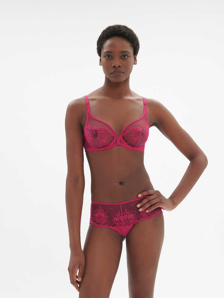 Soutien-gorge avec armature décolleté plongeant - Rose disco