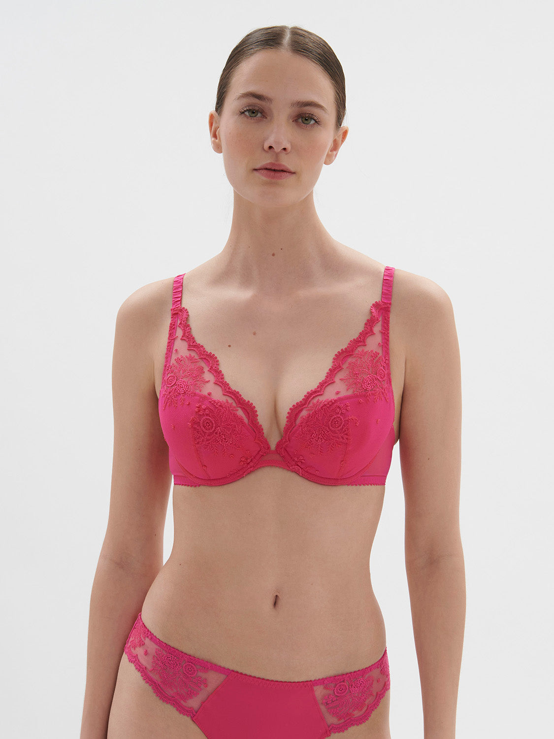 Soutien-gorge push-up décolleté plongeant - Rose disco