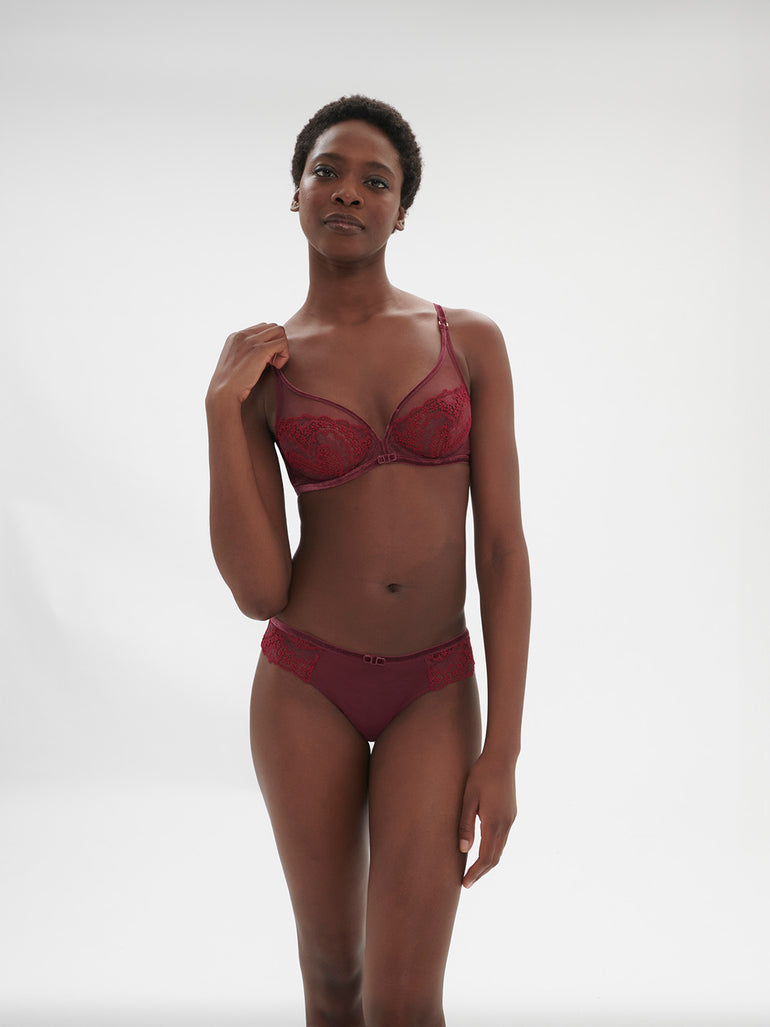 Soutien-gorge avec armature décolleté plongeant - Rouge Spinelle