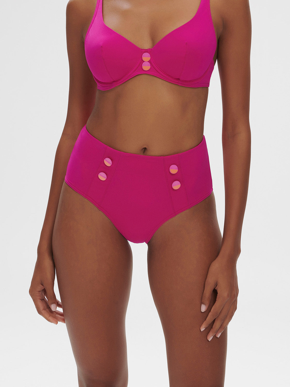 Culotte de bain taille haute - Rose Hibiscus