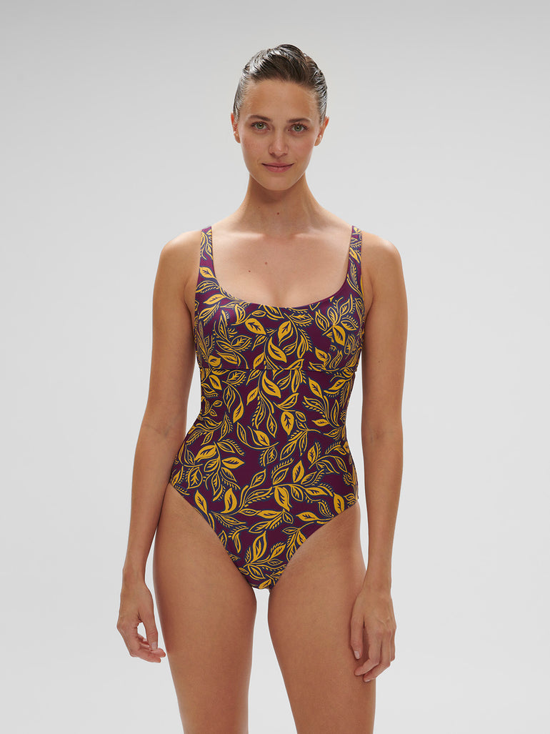 Maillot de bain 1 pièce de bain avec armatures - Imprimé Violet Agadir
