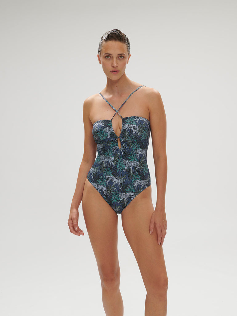 Maillot de bain 1 pièce sans armature - Imprimé Jungle Night