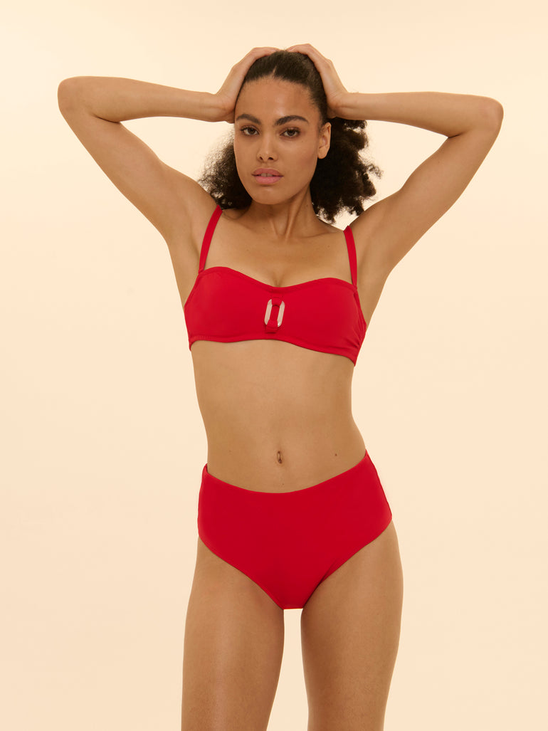 Haut de maillot de bain bandeau mousse avec armatures - Ecarlate