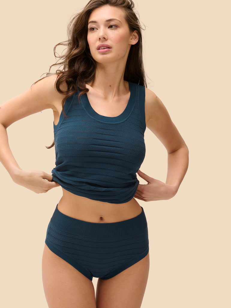 Culotte taille haute - Bleu pétrole