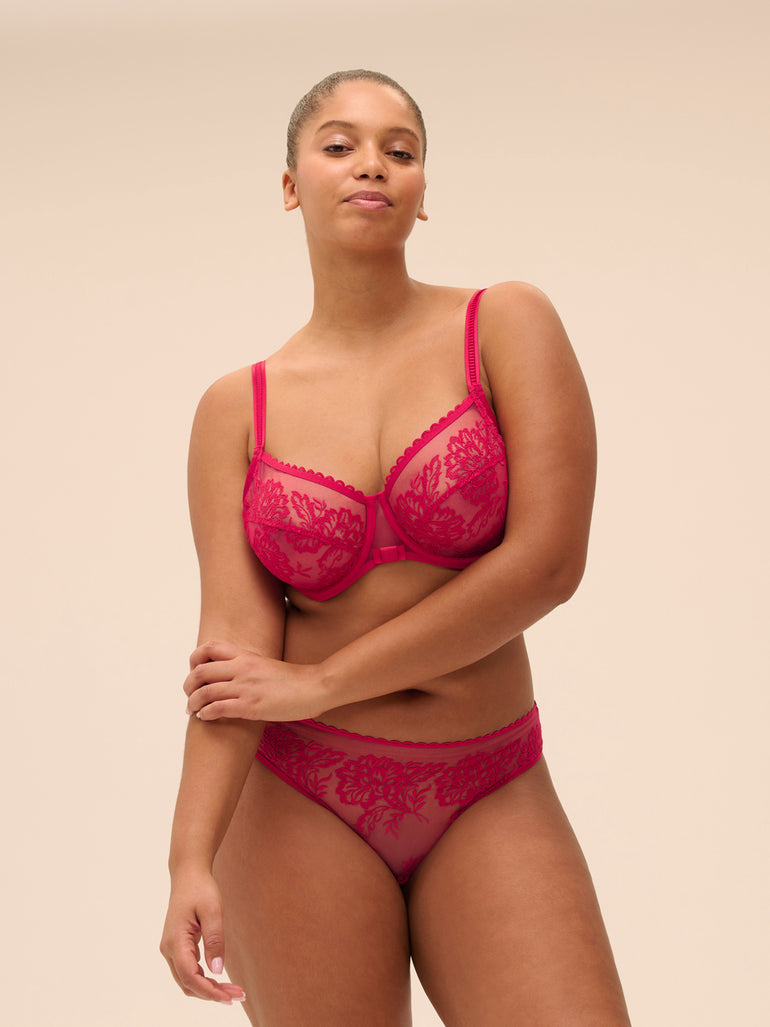 Soutien-gorge avec armatures décolleté carré - Cranberry