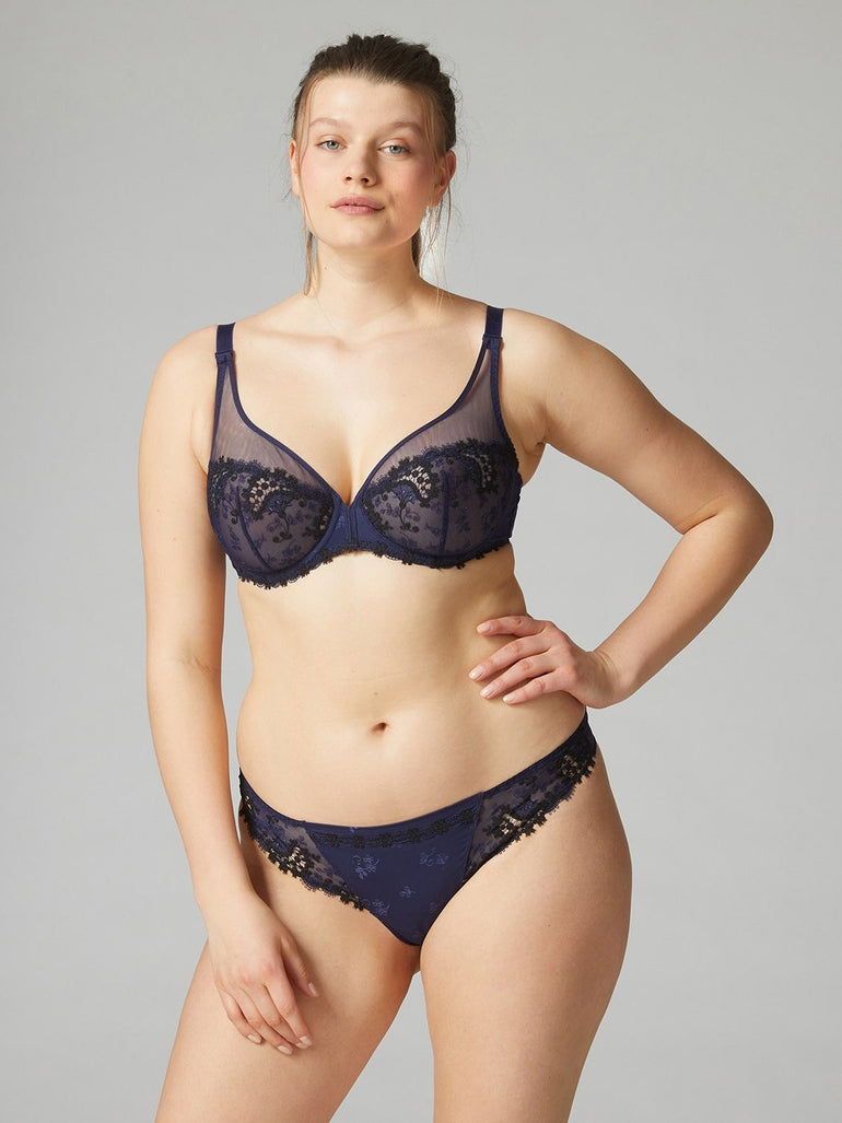 Soutien-gorge triangle emboitant décolleté plongeant - Bleu Nuit
