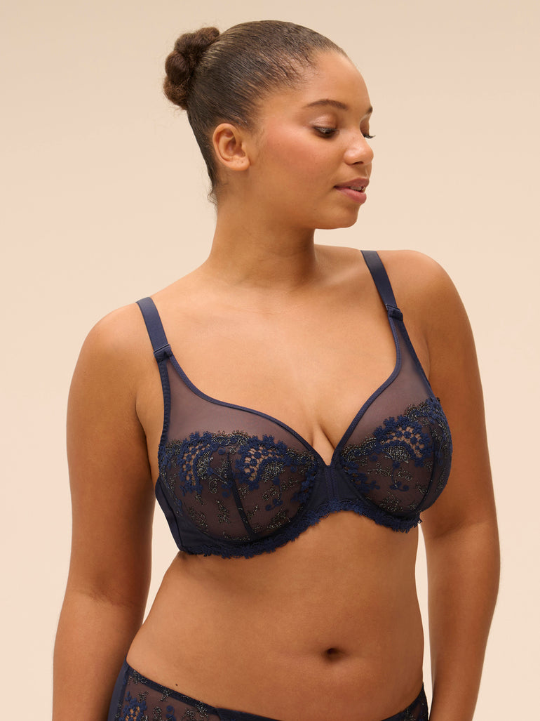 Soutien-gorge avec armatures décolleté plongeant - Saphir